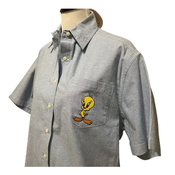 Vintage 90s Looney Tunes Button Down Shirt Embroidered Size Small NWT - Picture 4 of 8